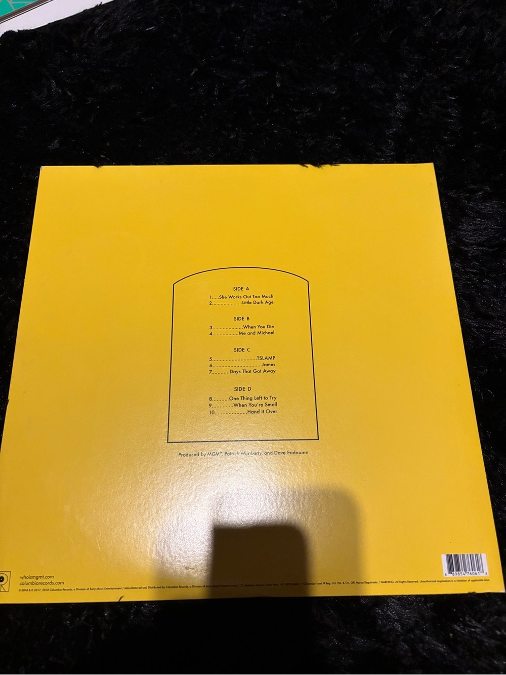 Yellow Vinyl Record MGMT little dark age